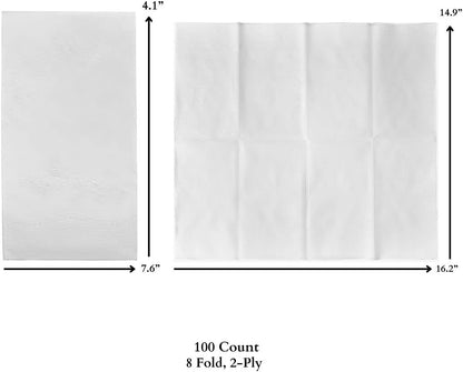 Premium White Napkins - 2-Ply Disposable Dinner Napkins | 100 Count Value Pack