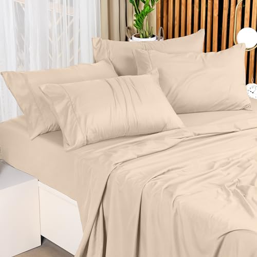 Utopia Bedding Queen Bed Sheets Set - Pack of 2 Sheet Sets - Perfect for Spa, Hotel, & Guest Bedroom - Brushed Microfiber - Shrinkage and Fade Resistant - Easy Care (Beige)