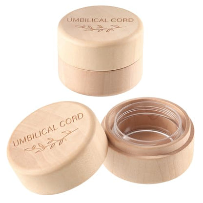 Baby Keepsake Box with Acrylic Inner Container - Wooden Ubilical Cord Memorial Storage