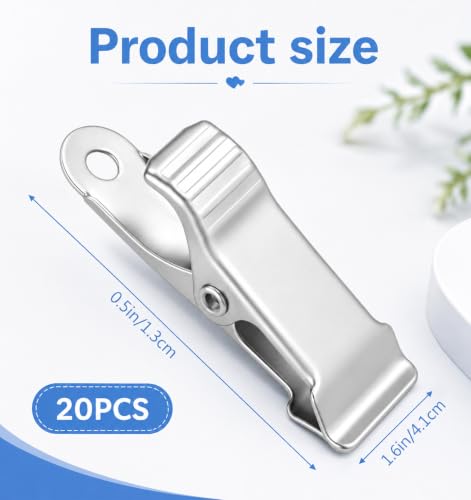 Alligator Clips for Crafts - 20 Stainless Steel Small Metal Clips