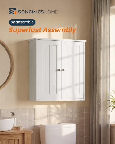 Tool-Free Wall Bathroom Cabinet with 2 Doors & Adjustable Shelves