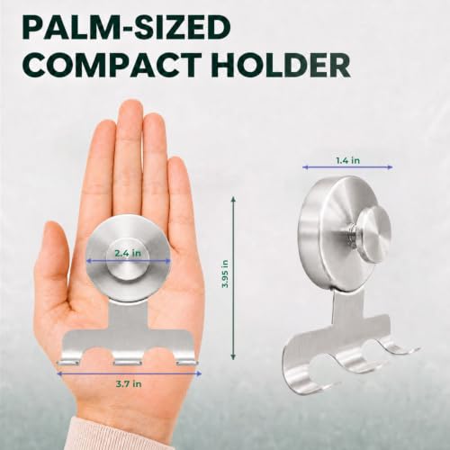 Brushed Silver Suction Cup Razor Holder for Shower Wall Mount Hook - Round