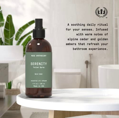 Muse Apothecary Flush Ritual - Aromatic & Refreshing Toilet Spray, Use Before You Go, 2 oz, Infused with Natural Essential Oils - Bergamot + French Lavender + Sandalwood