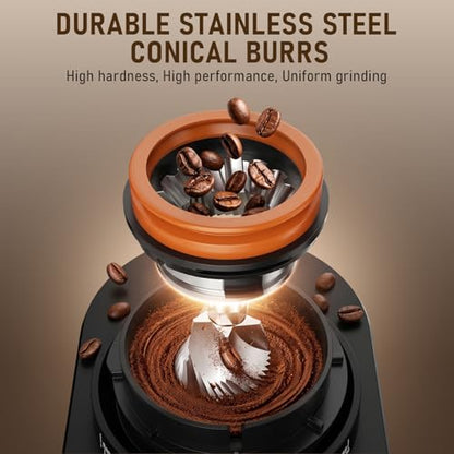 Novalife Black Electric Coffee Grinder with 38 Settings & Timer
