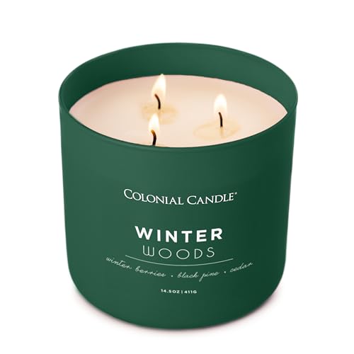 Winter Woods Scented Candle - 14.5 oz Green Jar, 3 Wicks, Holiday Fragrance - Variation of THIS listing