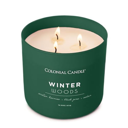 Winter Woods Scented Candle - 14.5 oz Green Jar, 3 Wicks, Holiday Fragrance - Variation of THIS listing