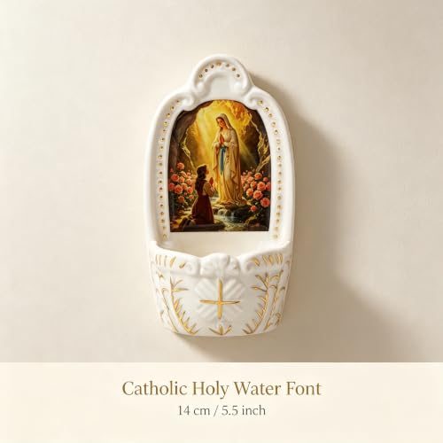 Catholic Holy Water Font Set with Bottles and Wall Mount