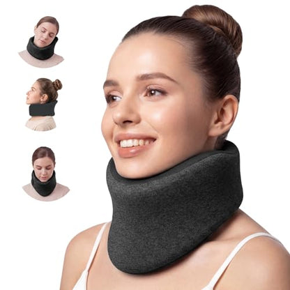 Neck Brace Cervical Collar for Neck Support & Travel Pillow - Dark Gray
