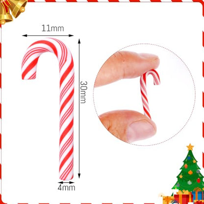 Red & White Faux Candy Canes 120 Pcs, 30mm Polymer Clay Mini Decorations