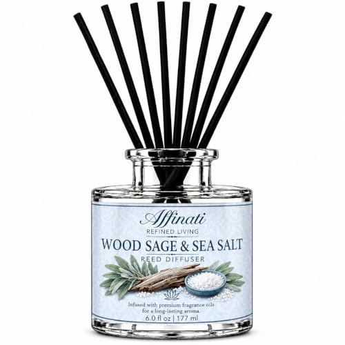 Affinati Wood Sage & Sea Salt Reed Diffuser - Highly Fragrant Home Fragrance