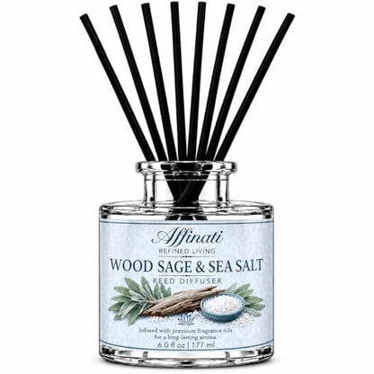 Affinati Wood Sage & Sea Salt Reed Diffuser - Highly Fragrant Home Fragrance