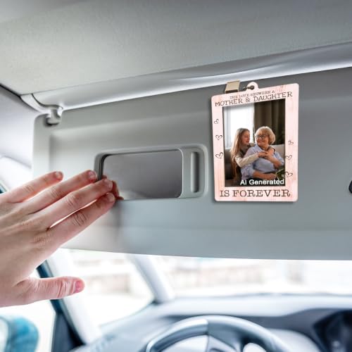 Wooden Car Hanging Picture Frame for Mom & Daughter - Holds 2 Photos