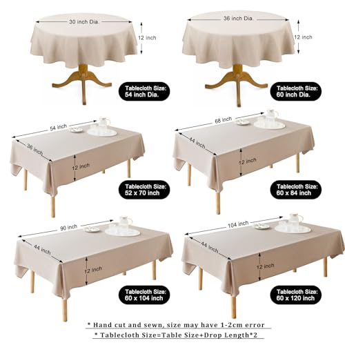 AUSSPVOCT Textured Linen Tablecloth Rectangle 52x70 Waterproof Spill-Proof Wipeable Table Cloth Wrinkle Free Linen Outdoor Table Cover for Birthday Party Farmhouse Tablecloths Up to 54''X36'' Tables