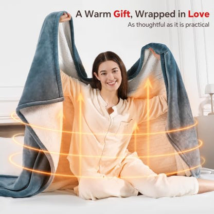 Electric Heated Blanket Twin Size 62x84 Blue - Safe, Soft & Machine Washable