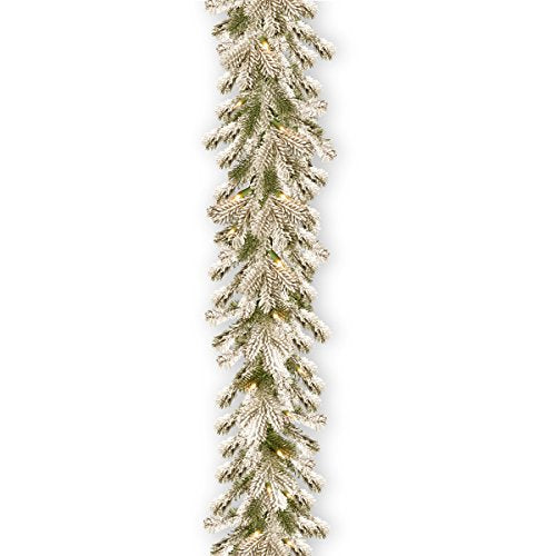9ft Pre-Lit Snowy Sheffield Spruce Christmas Garland - Indoor Outdoor Decor