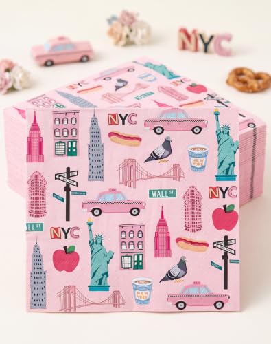 50PCS Pink NYC Theme Disposable Paper Napkins for Parties