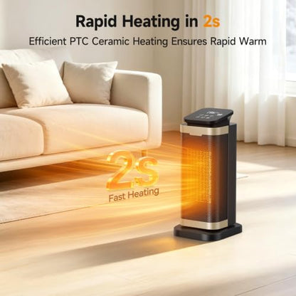 Indoor Space Heater 1500W PTC Ceramic with Thermostat & Remote Control
