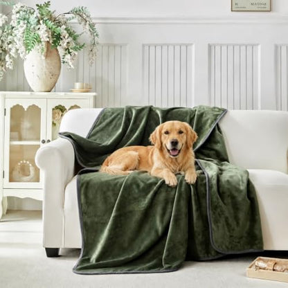 Reversible Waterproof Pet Blanket for Large Dogs - Green 50x60 Inches