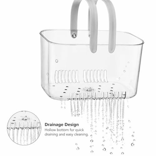 Portable Clear Plastic Shower Caddy with Handle and Ventilation Holes