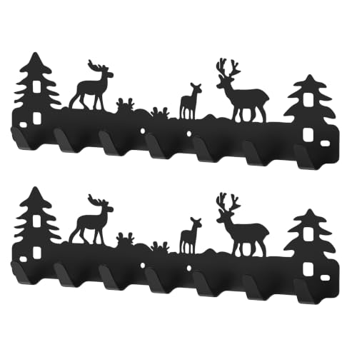Deer Hook Rack 7-Hooks Adhesive & Screw Mount for Kitchen Bathroom Storage - Variation 2