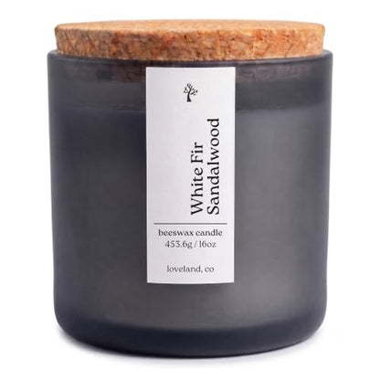 Non Toxic Beeswax Candle 16oz - White Fir Sandalwood, Hand-Poured in Colorado