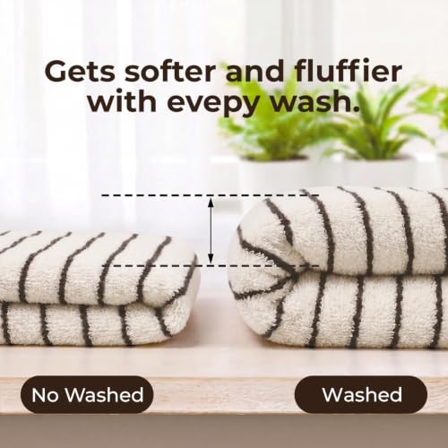 Cream & Brown Striped Bathroom Hand Towels 2-Piece Cotton Set - Jacquotha