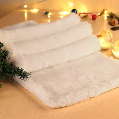 Christmas Faux Fur Table Runner 72 x 15 Inch White Holiday Decor