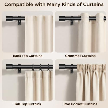 Extra Long Black Curtain Rod 36-240 Inch Heavy Duty Adjustable 1 Inch - Black / 1 Pack