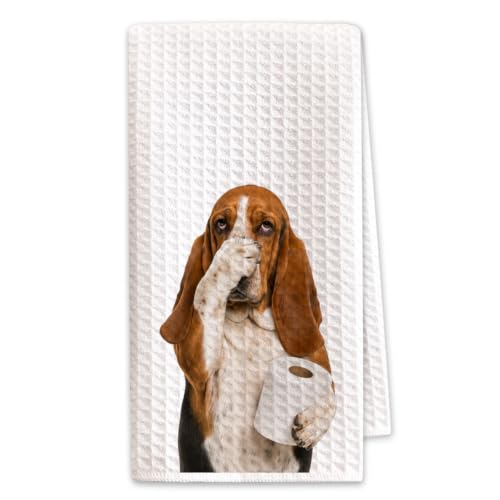 Funny Basset Hound Hand Towel with Dog Bathroom Decor - Color 10