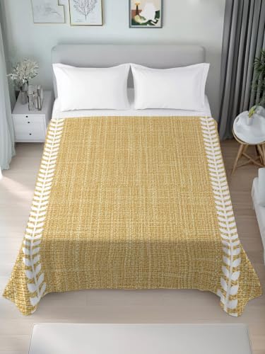 Mustard Gold King Flat Sheet - Microfiber Bed Sheets for King Bed, Fall Botanical Design