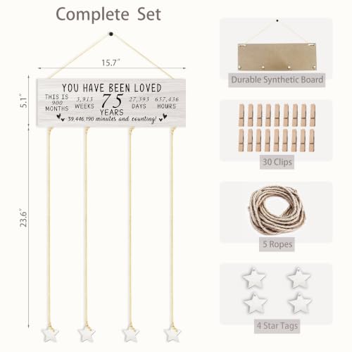 75th Birthday Photo Frame Wall Decor with Clips and Ropes - Colour 3