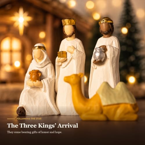 Christmas Nativity Set with Lighted Stable - 17 Pcs Religious Holiday Decor
