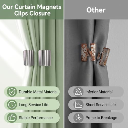 Magnetic Curtain Clips Closure Set for Window Privacy - 12 Pairs
