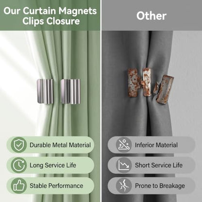 Magnetic Curtain Clips Closure Set for Window Privacy - 12 Pairs