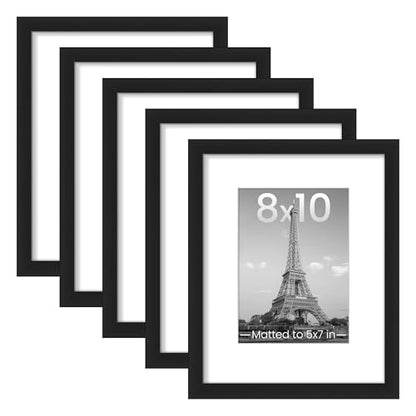 upsimples 16x20 Picture Frame Set of 5, Display Pictures 11x14 with Mat or 16 x 20 Without, Wall Gallery Poster Frames, Natural