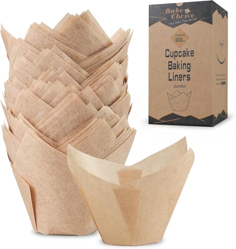 Jumbo Natural Tulip Cupcake Liners - 100pcs for Baking, Super Large
