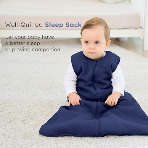 Baby Sleep Sack 0-6 Months 2.5 Tog Quilted Wearable Blanket - Blue, Small