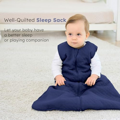 Baby Sleep Sack 0-6 Months 2.5 Tog Quilted Wearable Blanket - Blue, Small