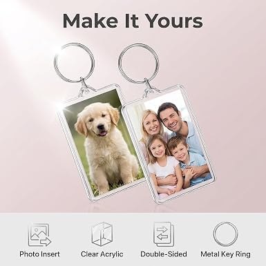 3Pcs Clear Plastic Photo Frame Keychains Rectangle Shape Blank Photo Holders