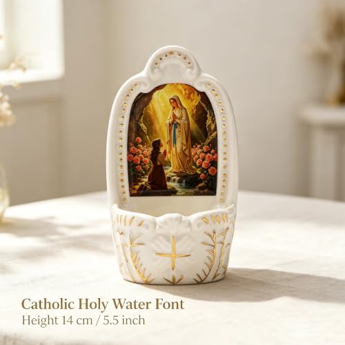Catholic Holy Water Font Set with Bottles and Wall Mount