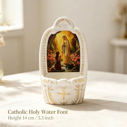 Catholic Holy Water Font Set with Bottles and Wall Mount
