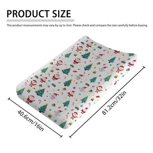 Santa Claus Snowman Changing Pad Covers,Unisex Fitted Christmas Tree Snowflake Changing Pad Cover for Baby Girls Boys,Soft Breathable Baby Changing Table Pads Sheets,Polyester Changing Pad Covers