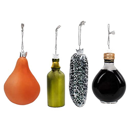 Holiday Glass Ornament Set - Italian Food Theme, 4 Pack