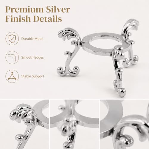 Silver Crystal Ball Stand Set - 10 Metal Display Holders for 40-80mm Spheres