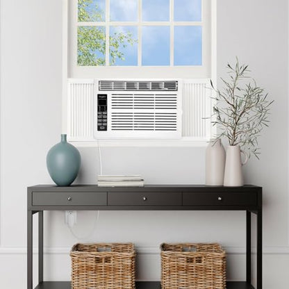 Whirlpool 8,000 BTU Window Air Conditioner with Dehumidifier, 115V, Window AC for Rooms up to 350 Sq. Ft., Living Room, Bedroom, or Apartment, with 3 Speeds, Remote Control, and 24H Timer, White