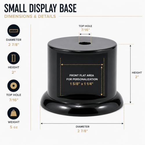 Small Black Gloss Display Pedestal Stand for Trophies Figurines Crafts