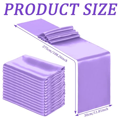 Light Purple Satin Table Runner Bulk 36 Pack 12 x 108 Inch for Weddings Parties