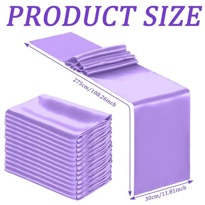 Light Purple Satin Table Runner Bulk 36 Pack 12 x 108 Inch for Weddings Parties