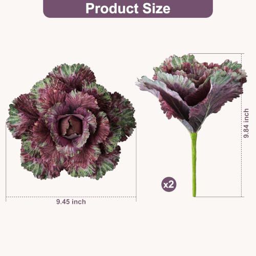 Fuchsia Faux Cabbage Plants - 2PCS Artificial Vegetables for Decor