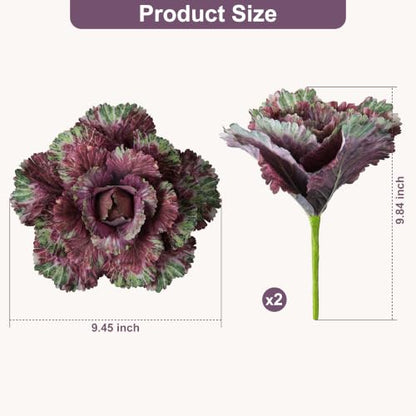 Fuchsia Faux Cabbage Plants - 2PCS Artificial Vegetables for Decor